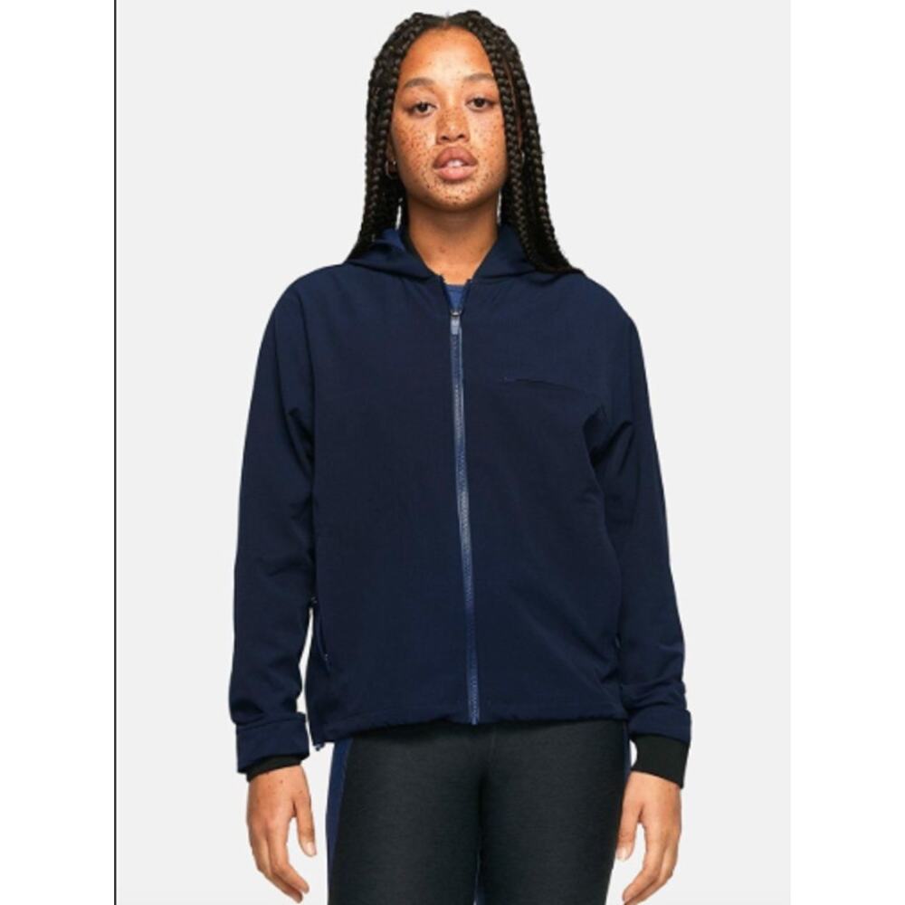 Outdoor Voices RecTrek Hooded Softshell Jacket Navy Blue Stretch Small
